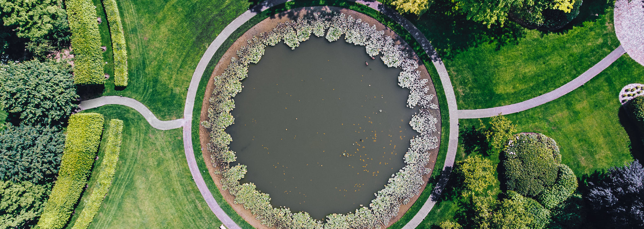 Aerial view of a private estate and gardens